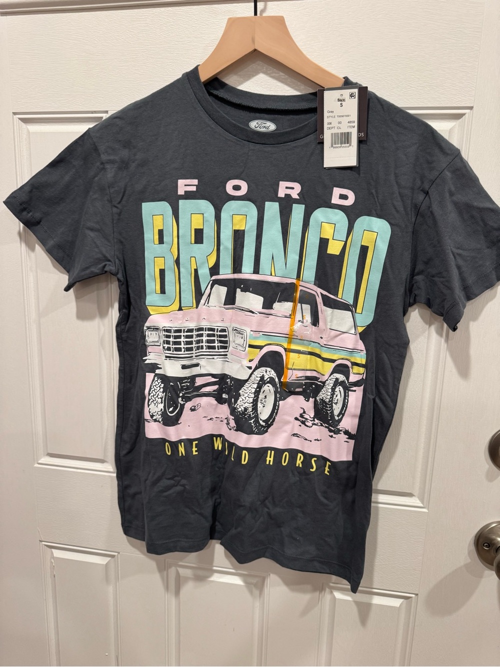 Ford Kids Bronco Graphic Tee - Charcoal with Pink, Yellow & Aqua Print